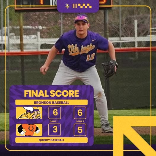 Bronson rallies to beat Quincy 6-5 in Big 8 baseball